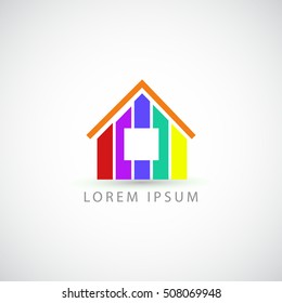 business logo rainbow house vector sign