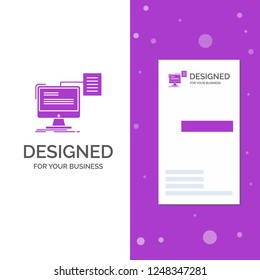 Business Logo for resume, storage, print, cv, document. Vertical Purple Business / Visiting Card template. Creative background vector illustration