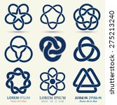 Business logo set, blue knot symbol, curve looped icon - vector illustration