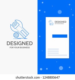 Business Logo for settings, App, installation, maintenance, service. Vertical Blue Business / Visiting Card template