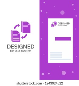 Business Logo for sharing, share, file, document, copying. Vertical Purple Business / Visiting Card template. Creative background vector illustration