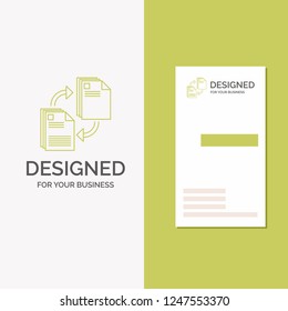 Business Logo for sharing, share, file, document, copying. Vertical Green Business / Visiting Card template. Creative background vector illustration