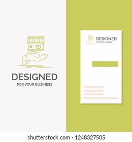 Business Logo for shop, donate, shopping, online, hand. Vertical Green Business / Visiting Card template. Creative background vector illustration