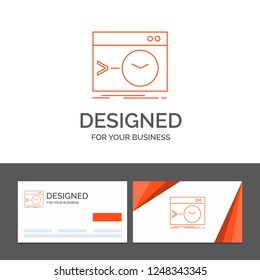 Business logo template for Admin, command, root, software, terminal. Orange Visiting Cards with Brand logo template