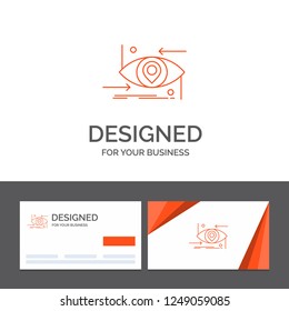 Business logo template for Advanced, future, gen, science, technology, eye. Orange Visiting Cards with Brand logo template