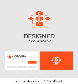 Business logo template for Algorithm, design, method, model, process. Orange Visiting Cards with Brand logo template.