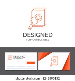 Business logo template for Analysis, data, financial, market, research. Orange Visiting Cards with Brand logo template