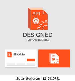 Business logo template for Api, app, coding, developer, software. Orange Visiting Cards with Brand logo template.