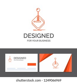 Business logo template for arcade, game, gaming, joystick, stick. Orange Visiting Cards with Brand logo template