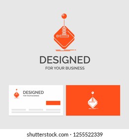 Business logo template for arcade, game, gaming, joystick, stick. Orange Visiting Cards with Brand logo template.