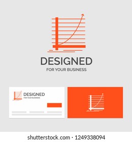 Business logo template for Arrow, chart, curve, experience, goal. Orange Visiting Cards with Brand logo template.