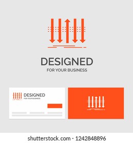 Business logo template for Arrow, business, distinction, forward, individuality. Orange Visiting Cards with Brand logo template.