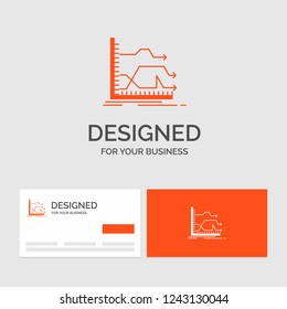 Business logo template for Arrows, forward, graph, market, prediction. Orange Visiting Cards with Brand logo template.