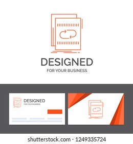 Business logo template for Audio, file, loop, mix, sound. Orange Visiting Cards with Brand logo template
