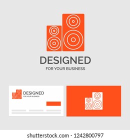 Business logo template for Audio, hifi, monitor, speaker, studio. Orange Visiting Cards with Brand logo template.