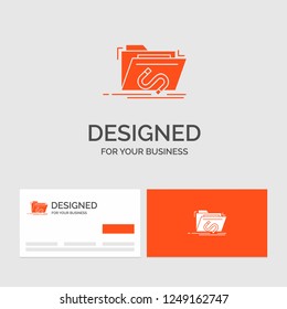 Business logo template for Backdoor, exploit, file, internet, software. Orange Visiting Cards with Brand logo template.