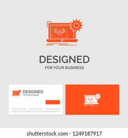 Business logo template for Blueprint, circuit, electronics, engineering, hardware. Orange Visiting Cards with Brand logo template.