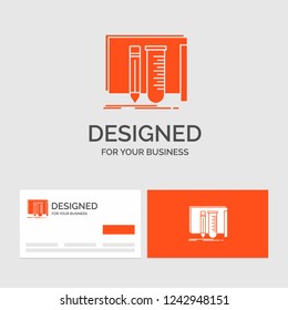 Business logo template for build, equipment, fab, lab, tools. Orange Visiting Cards with Brand logo template.