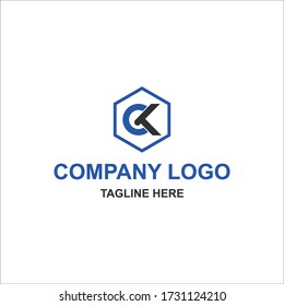 Business logo template. C and K logo. C and K icon. CK logo. CK icon. Vector logo