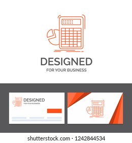 Business logo template for calculator, calculation, math, progress, graph. Orange Visiting Cards with Brand logo template