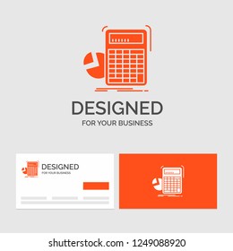 Business logo template for calculator, calculation, math, progress, graph. Orange Visiting Cards with Brand logo template.
