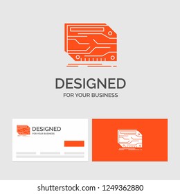 Business logo template for card, component, custom, electronic, memory. Orange Visiting Cards with Brand logo template.