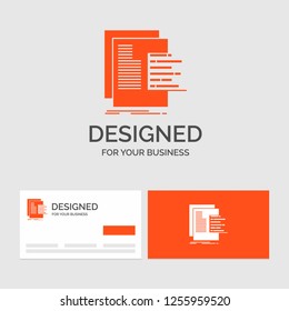 Business logo template for chart, data, graph, reports, valuation. Orange Visiting Cards with Brand logo template.