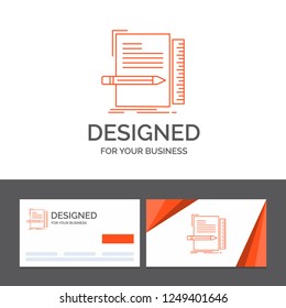 Business logo template for Code, coding, file, programming, script. Orange Visiting Cards with Brand logo template