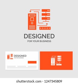 Business logo template for Combination, data, database, electronic, information. Orange Visiting Cards with Brand logo template.