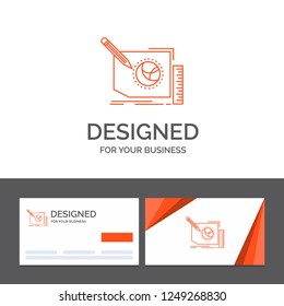 Business logo template for Content, design, frame, page, text. Orange Visiting Cards with Brand logo template