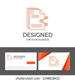 Business logo template for content, files, sharing, share, document. Orange Visiting Cards with Brand logo template