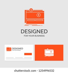 Business logo template for Crowdfunding, funding, fundraising, platform, website. Orange Visiting Cards with Brand logo template.