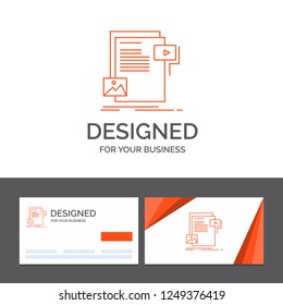 Business logo template for data, document, file, media, website. Orange Visiting Cards with Brand logo template
