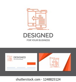 Business logo template for data, transfer, mobile, management, Move. Orange Visiting Cards with Brand logo template