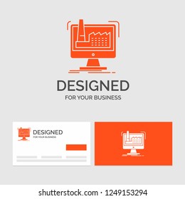 Business logo template for digital, factory, manufacturing, production, product. Orange Visiting Cards with Brand logo template.