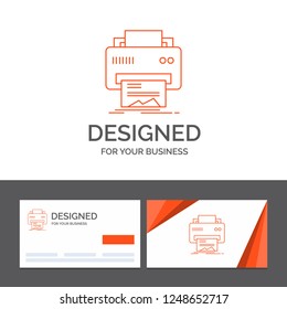 Business logo template for Digital, printer, printing, hardware, paper. Orange Visiting Cards with Brand logo template