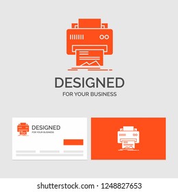 Business logo template for Digital, printer, printing, hardware, paper. Orange Visiting Cards with Brand logo template.