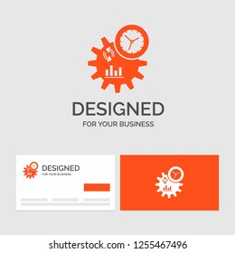 Business logo template for Business, engineering, management, process. Orange Visiting Cards with Brand logo template.