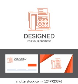 Business logo template for fax, message, telephone, telefax, communication. Orange Visiting Cards with Brand logo template
