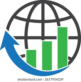 Business logo template. Globe and arrow logo is suitable for global company, world technologies, media and publicity agencies