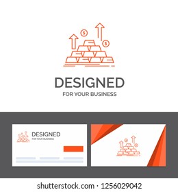 Business logo template for gold, coin, cash, money, growth. Orange Visiting Cards with Brand logo template