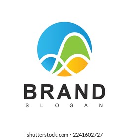 Business logo template, Growth chart icon