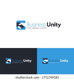 Vorlage für Firmenlogo mit Handshake. Design der Vektorillustration.