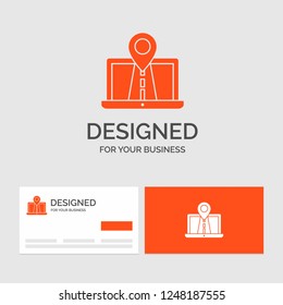 Business logo template for Navigation, Map, System, GPS, Route. Orange Visiting Cards with Brand logo template.