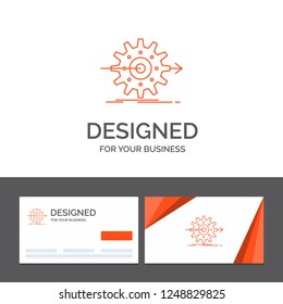 Business logo template for performance, progress, work, setting, gear. Orange Visiting Cards with Brand logo template