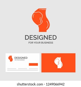Business logo template for pregnancy, pregnant, baby, obstetrics, fetus. Orange Visiting Cards with Brand logo template.