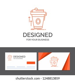 Business logo template for product, promo, coffee, cup, brand marketing. Orange Visiting Cards with Brand logo template