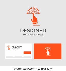 Business logo template for reach, Touch, destination, digital, analytic. Orange Visiting Cards with Brand logo template.