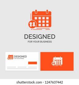 Business logo template for schedule, classes, timetable, appointment, event. Orange Visiting Cards with Brand logo template.
