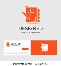 Business logo template for sketch, sketching, design, draw, geometry. Orange Visiting Cards with Brand logo template.